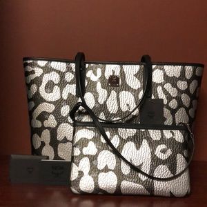 MCM Anya Leopard Print Medium Top Zip Tote!